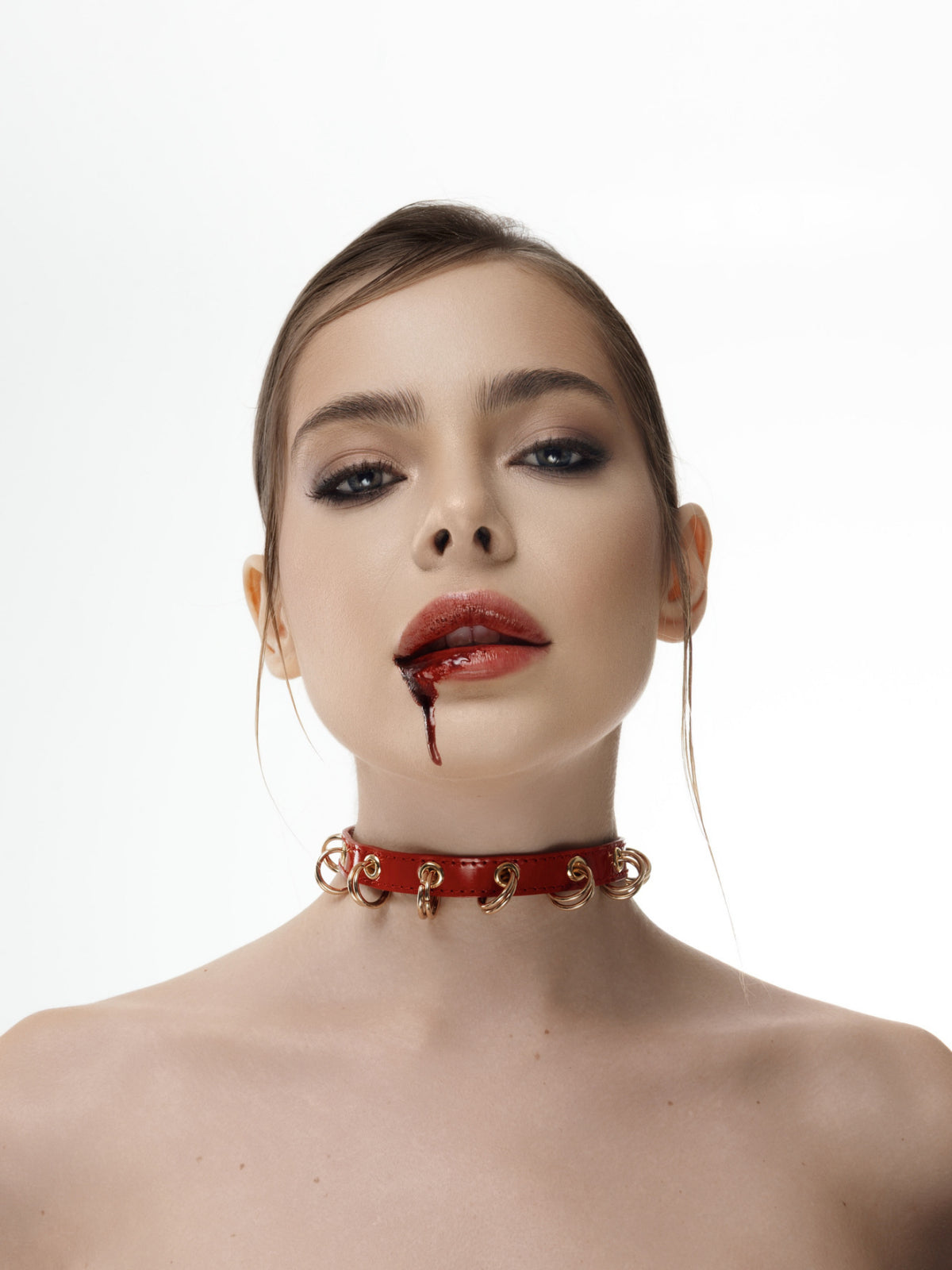 Texas Шкіряний Чокер Червоний Глянцевий