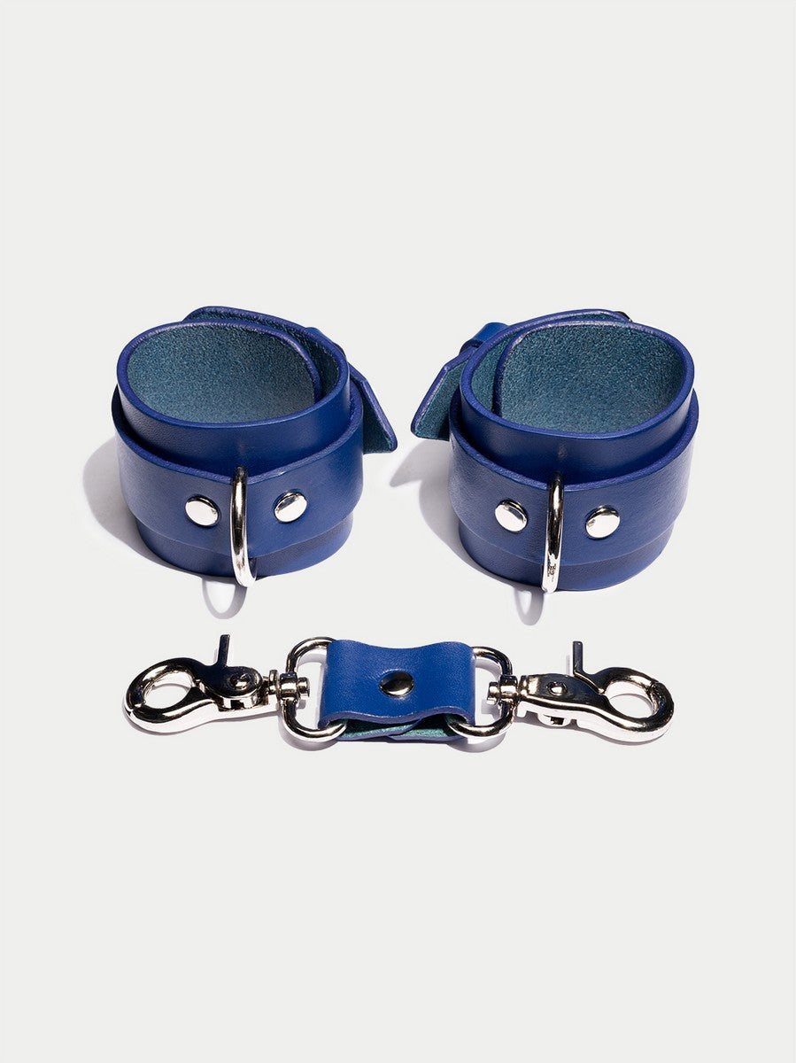 Шкіряні Наручники "Amo" Синій