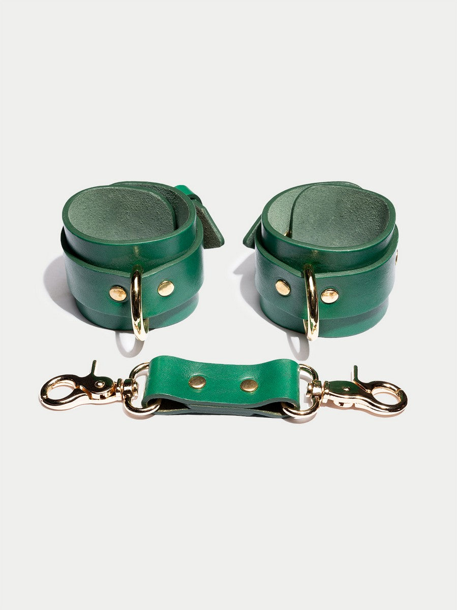 Шкіряні Наручники "Amo" Зелений