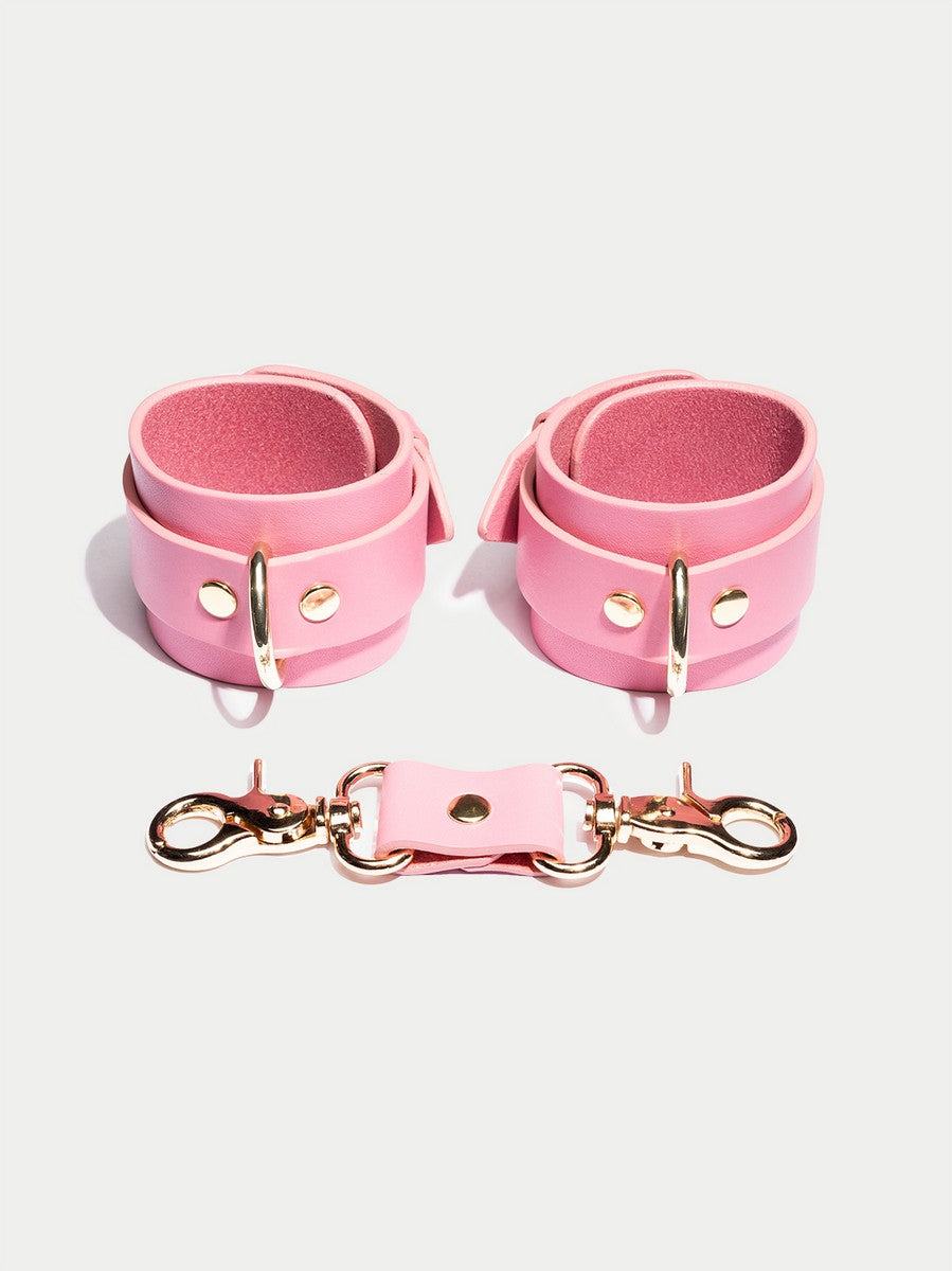 Шкіряні Наручники "Amo" Рожевий