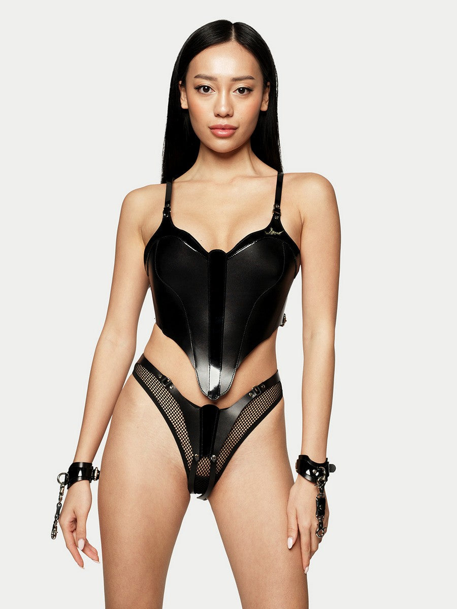 Шкіряний комплект Корсет та Трусики "Holly"
