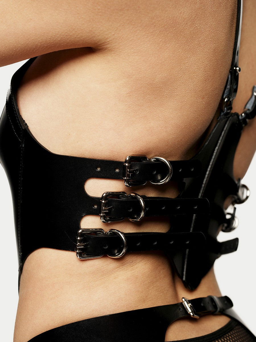 Шкіряний комплект Корсет та Трусики "Holly"