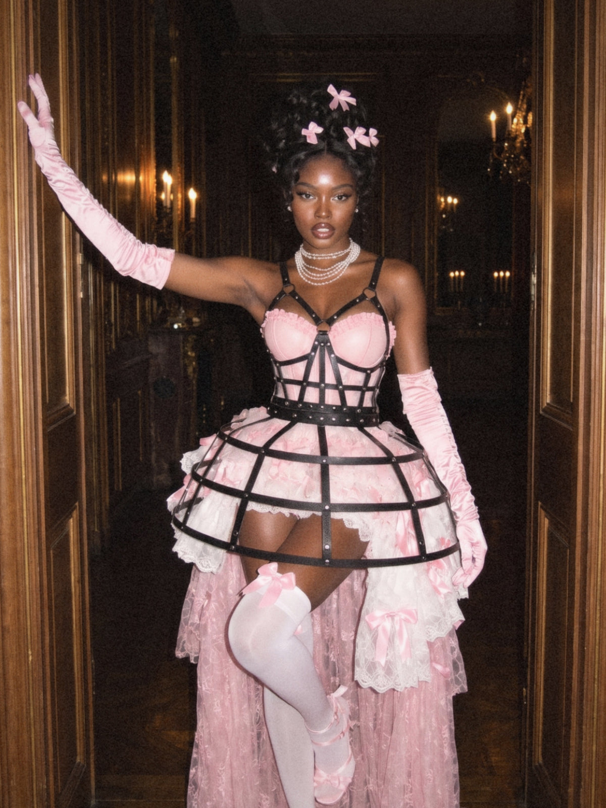 Шкіряна сукня «Diva Mini Cage»