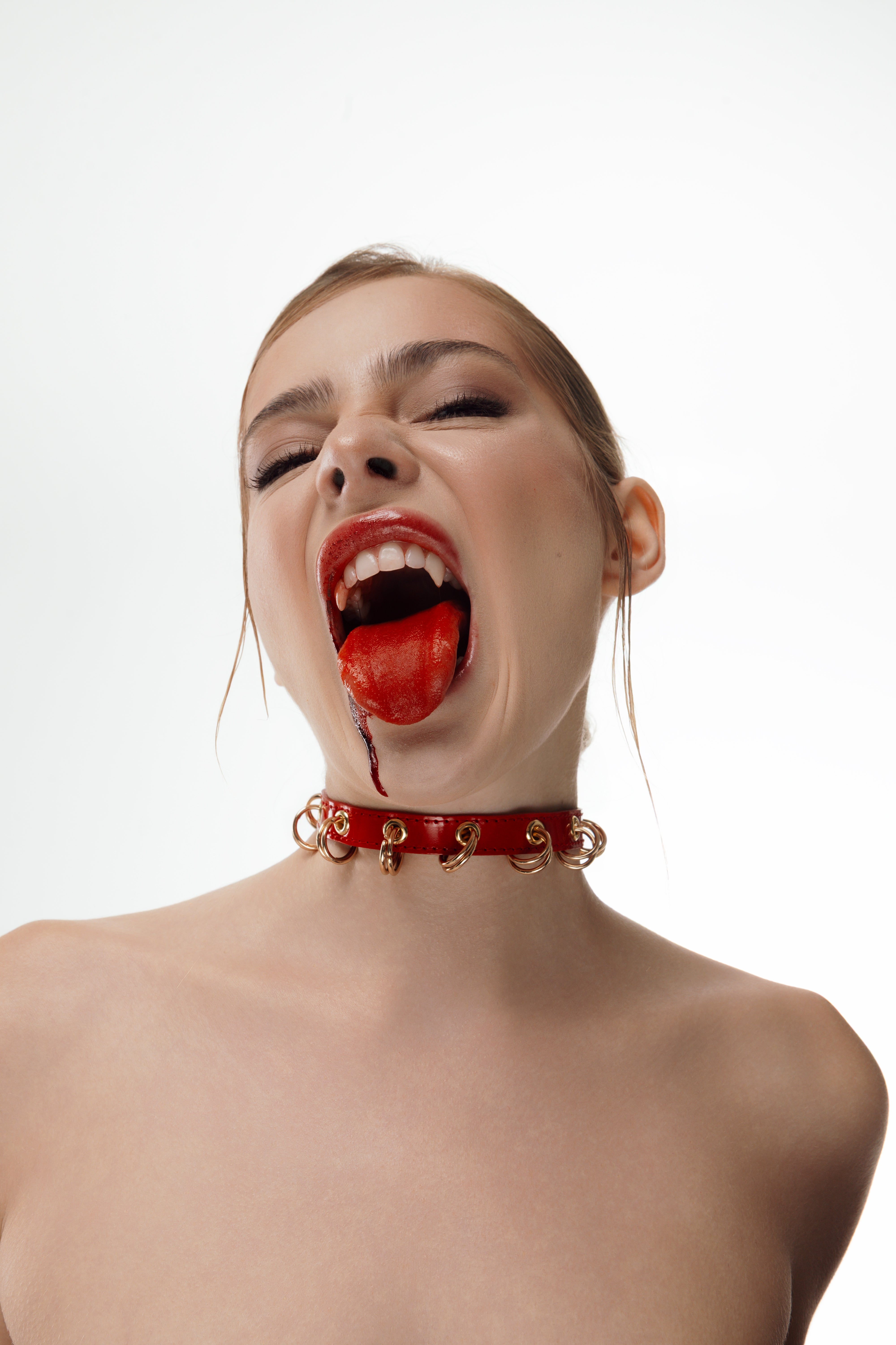 Texas Шкіряний Чокер Червоний Глянцевий