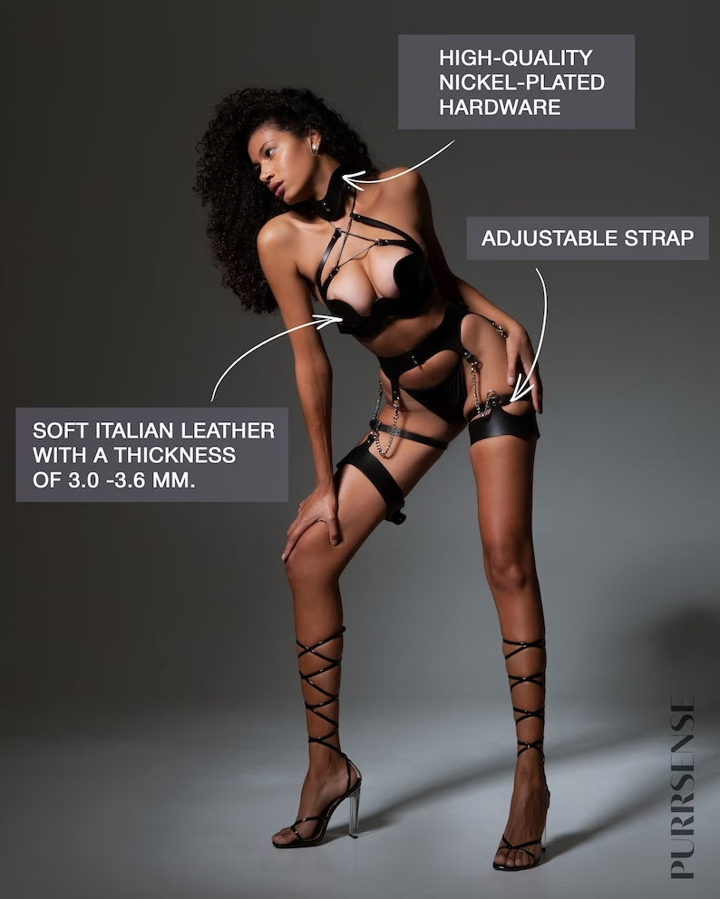 Шкіряний комплект Бра та Гартери "Doja"