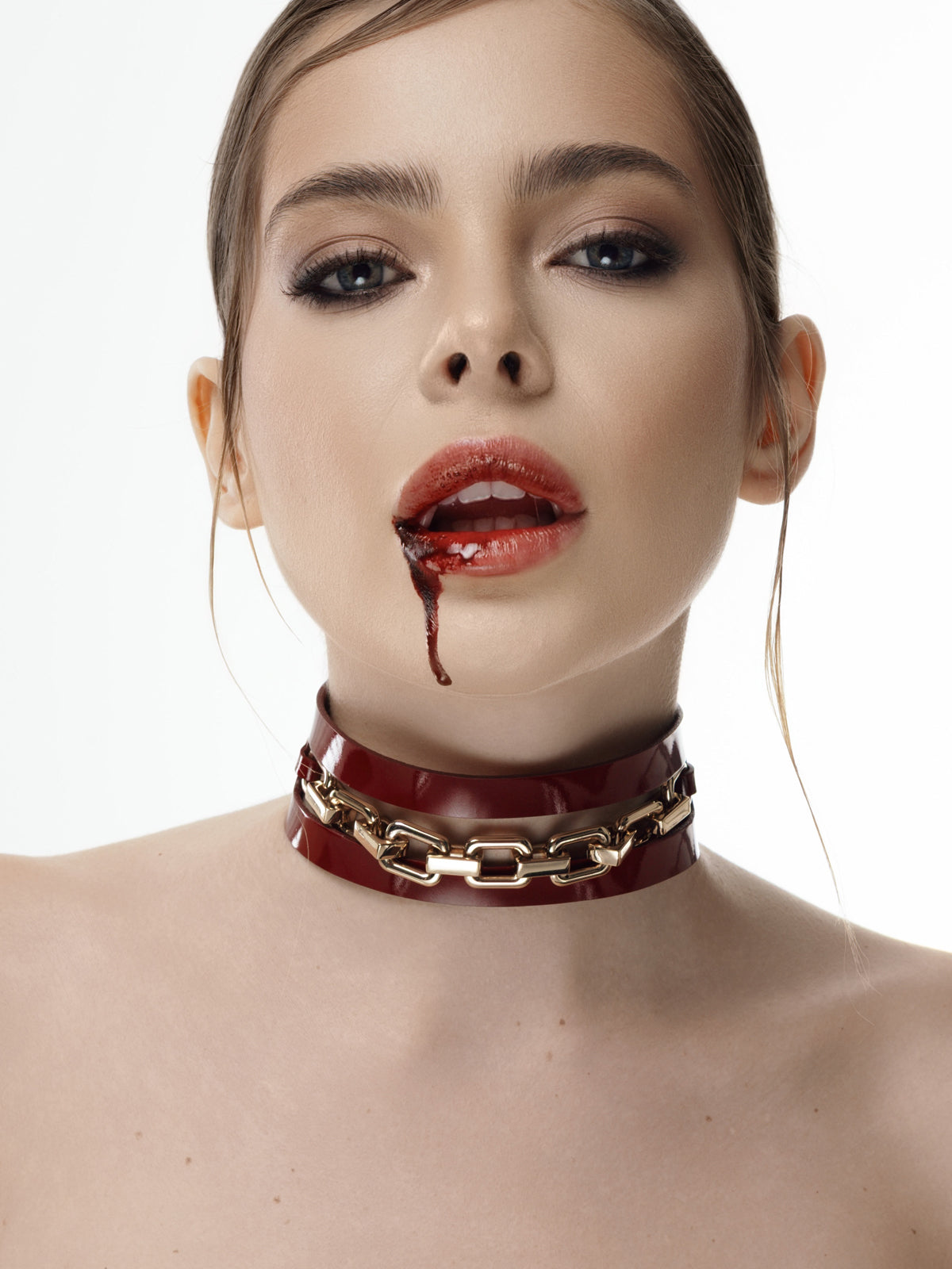 Mida Шкіряний Комір Червоний Лакований