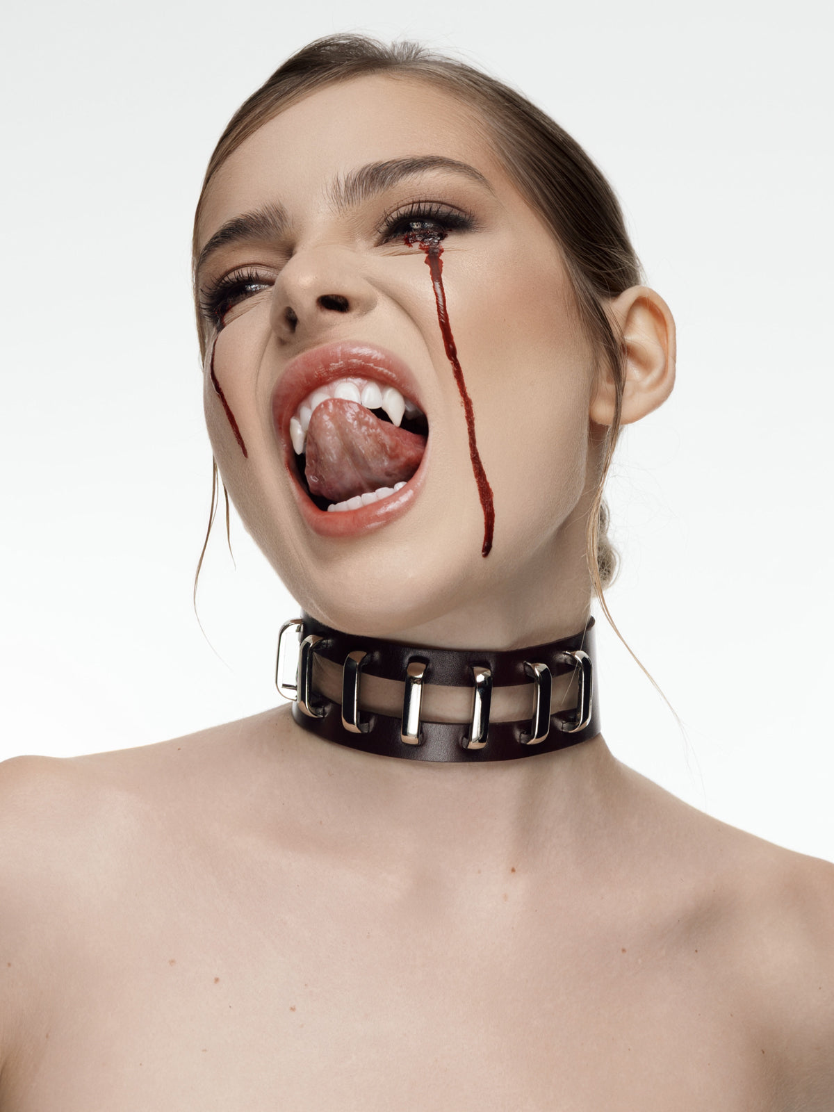 Sharp Шкіряний Комір Бордовий